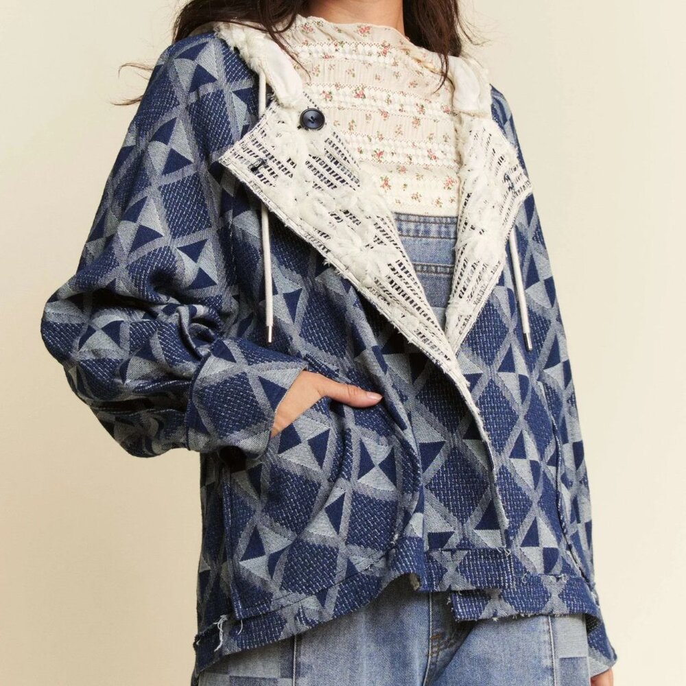 SOLD. Geometric Jacket with Contrast Lining